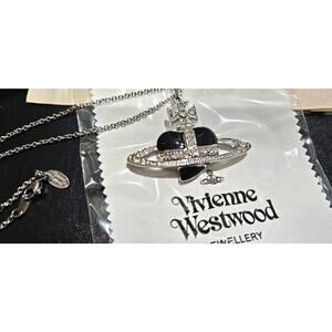 Vivienne Westwood Necklace Large Orb Heart Silver Black
